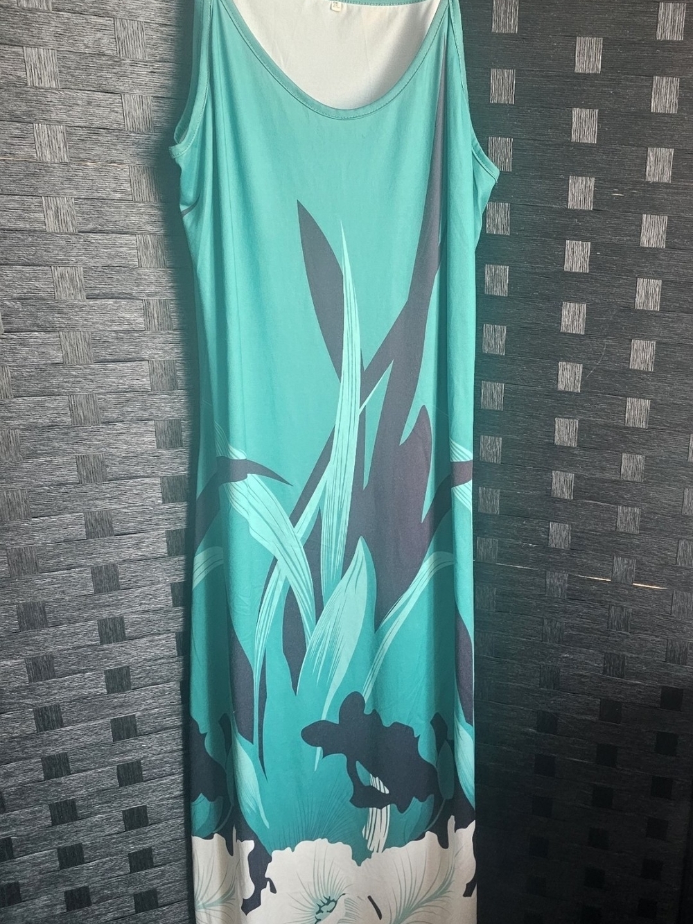 2XL Sleeveless Teal Floral Maxi Dress